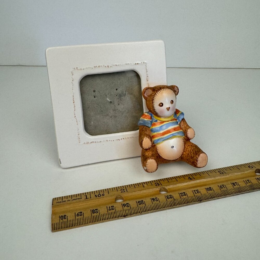 Vtg Terragrafics Kid Bear Teddy Miniature Tabletop Pic Frame Square Minimal READ